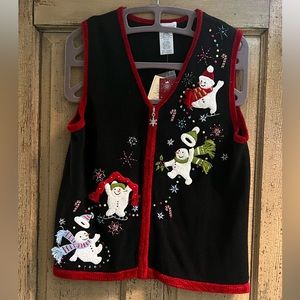 Christmas Sweater Vest NWT - Sz L - UGLY CHRISTMAS SWEATER- Snowman